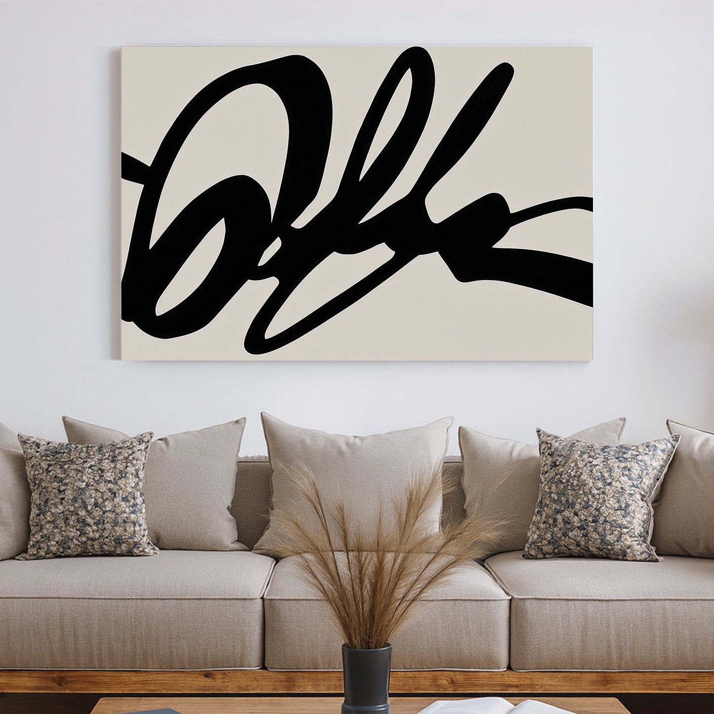 bold abstract black line minimalist wall art print