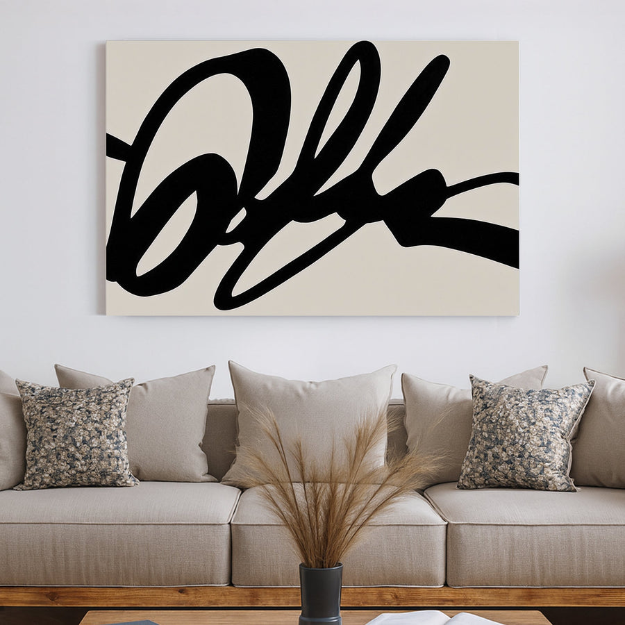 bold abstract black line minimalist wall art print