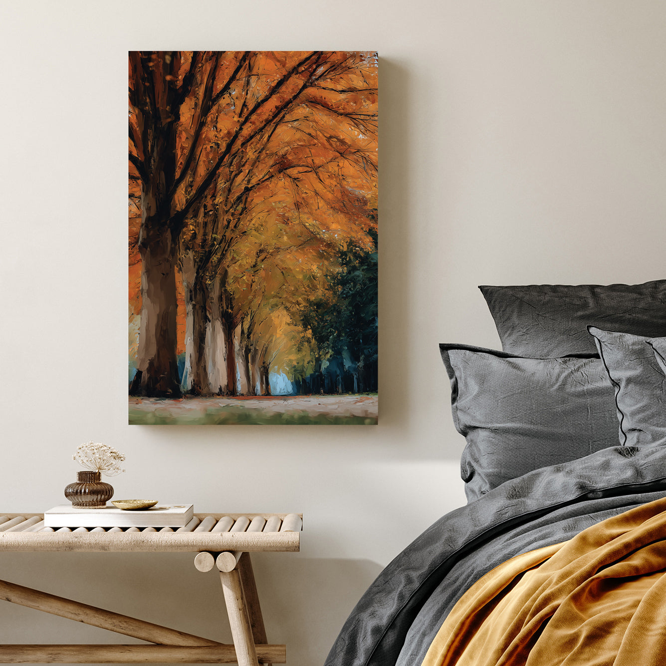 autumn forest pathway wall art print
