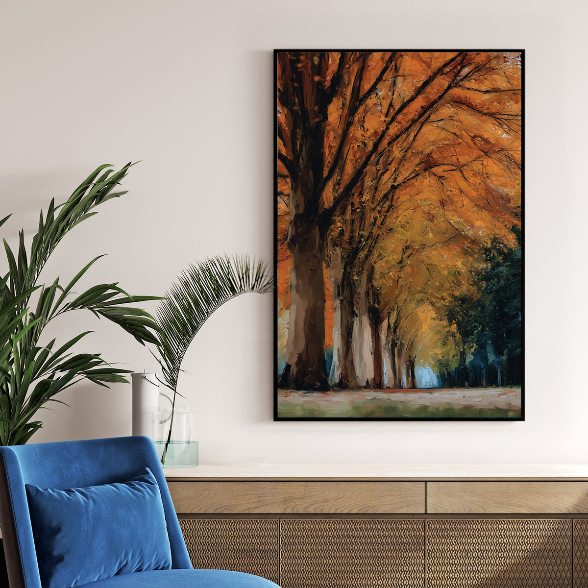 autumn forest pathway wall art print