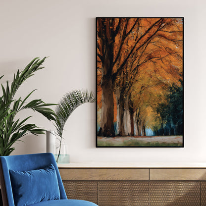 autumn forest pathway wall art print