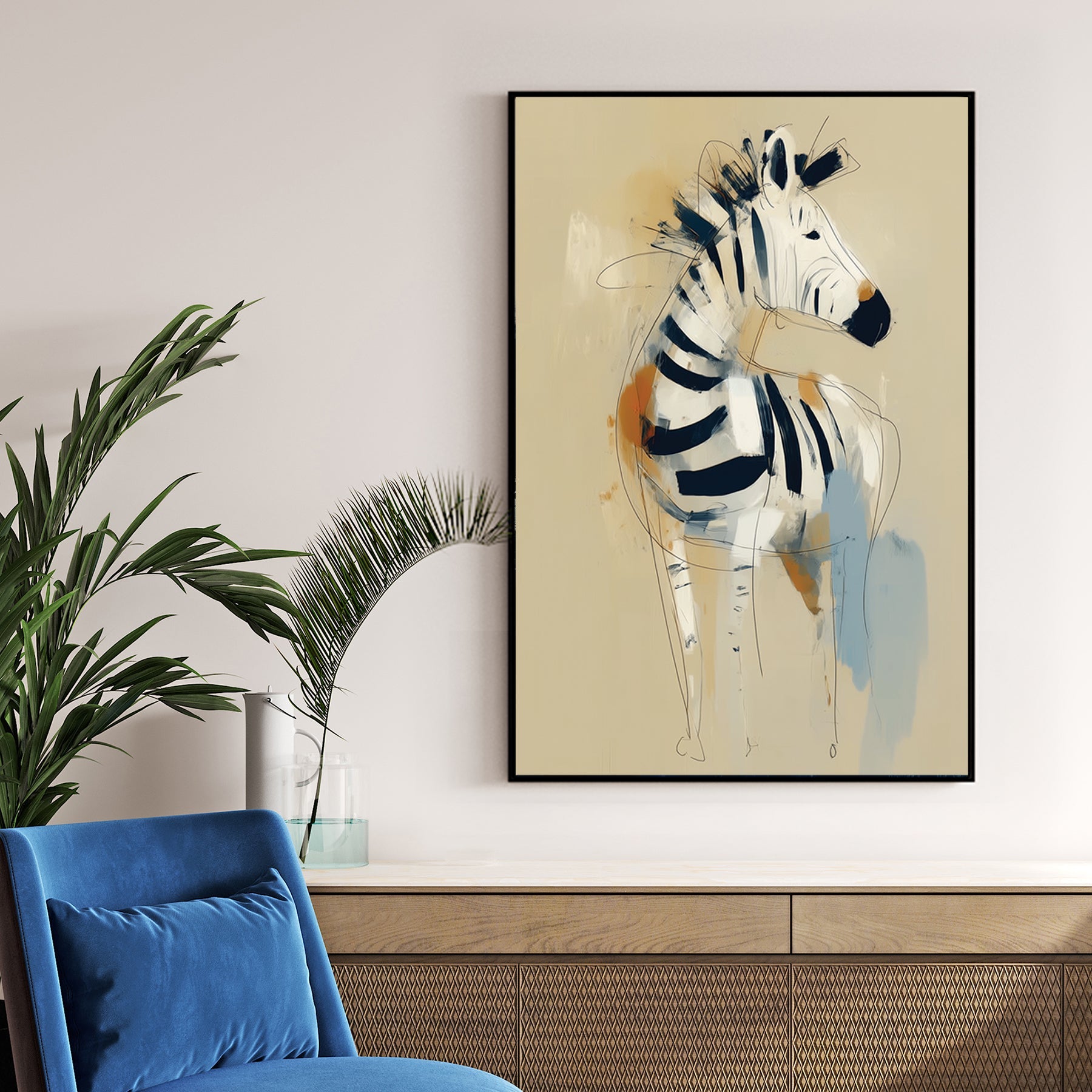 abstract zebra animal wall art print