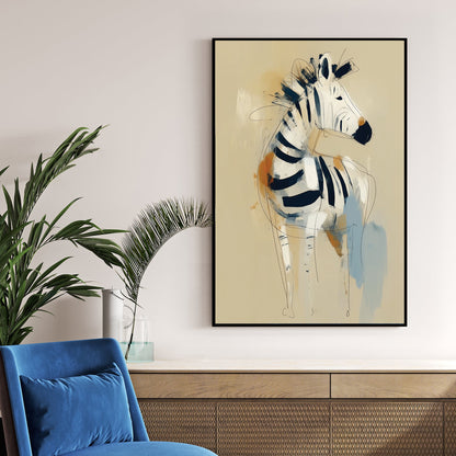 abstract zebra animal wall art print