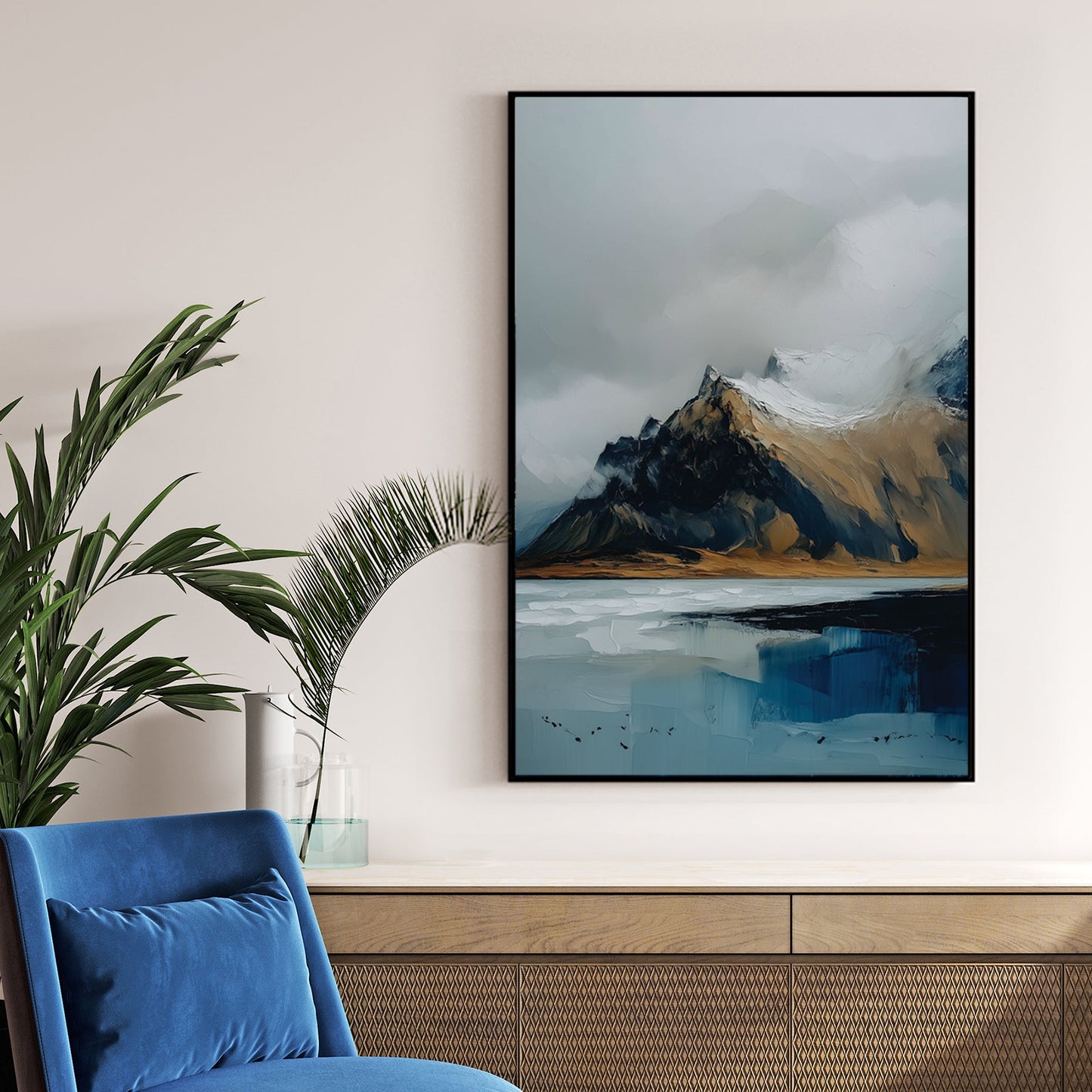 misty mountain landscape wall art canvas print