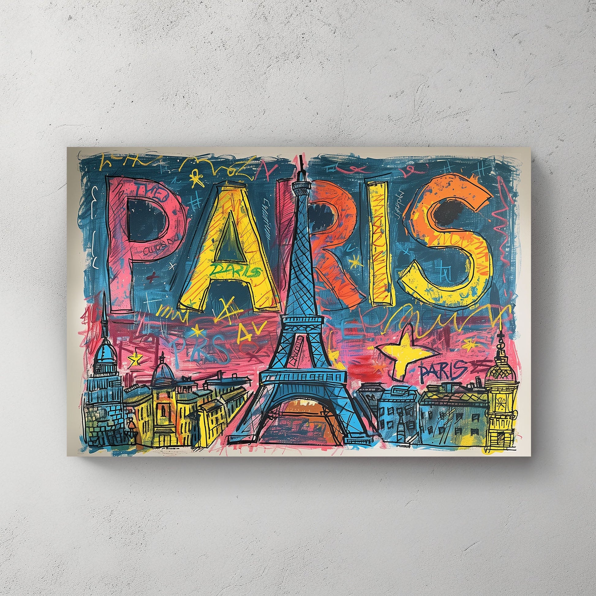 Paris Eiffel Graffiti #338 Canvas Wall Art & Metal Prints
