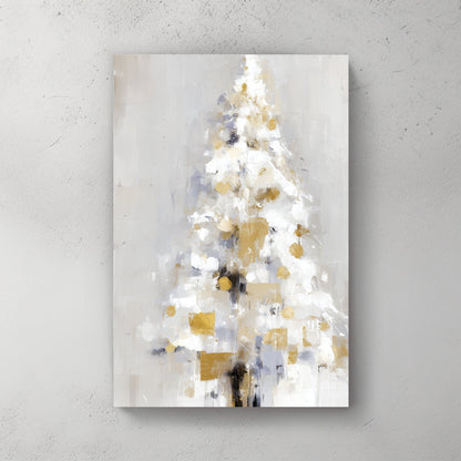 abstract gold and white Christmas tree wall art