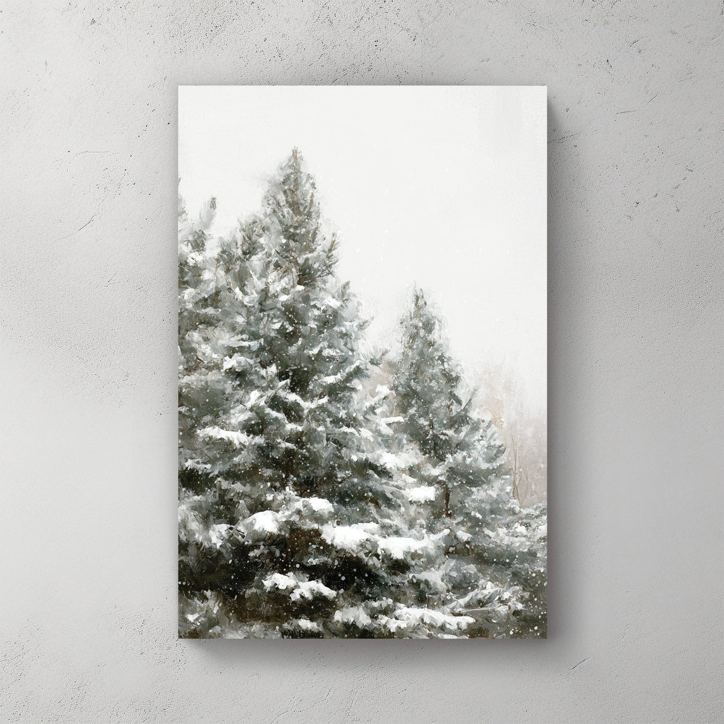 snowy pine trees winter wall art print