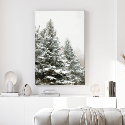 snowy pine trees winter wall art print