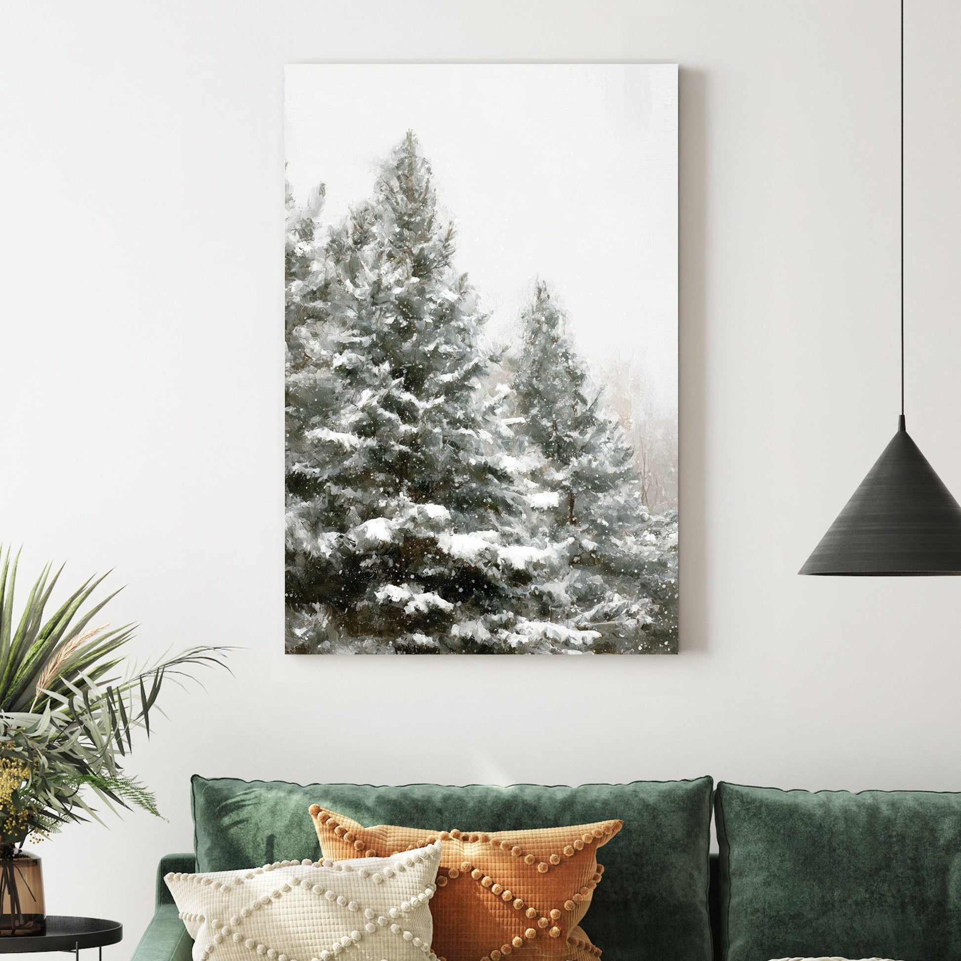 snowy pine trees winter wall art print