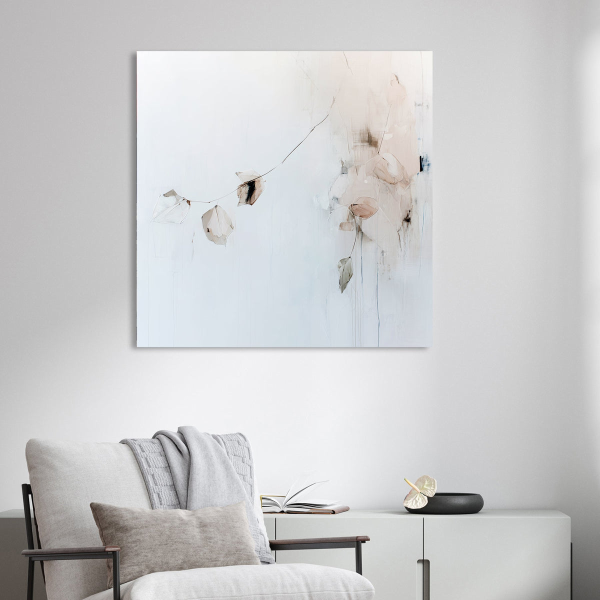 minimalist leaf design neutral wall art print