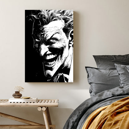Joker black and white wall art illustration print