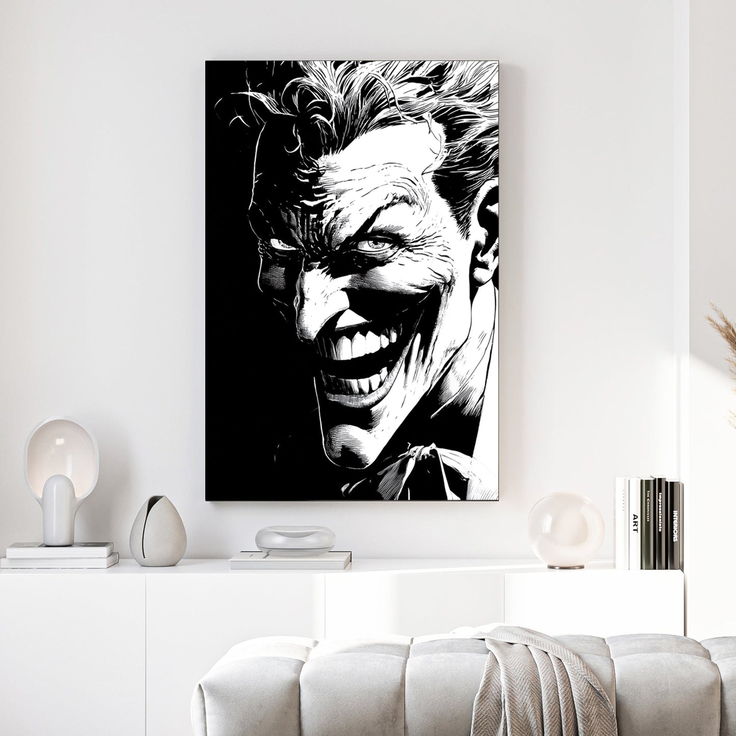 Joker black and white wall art illustration print