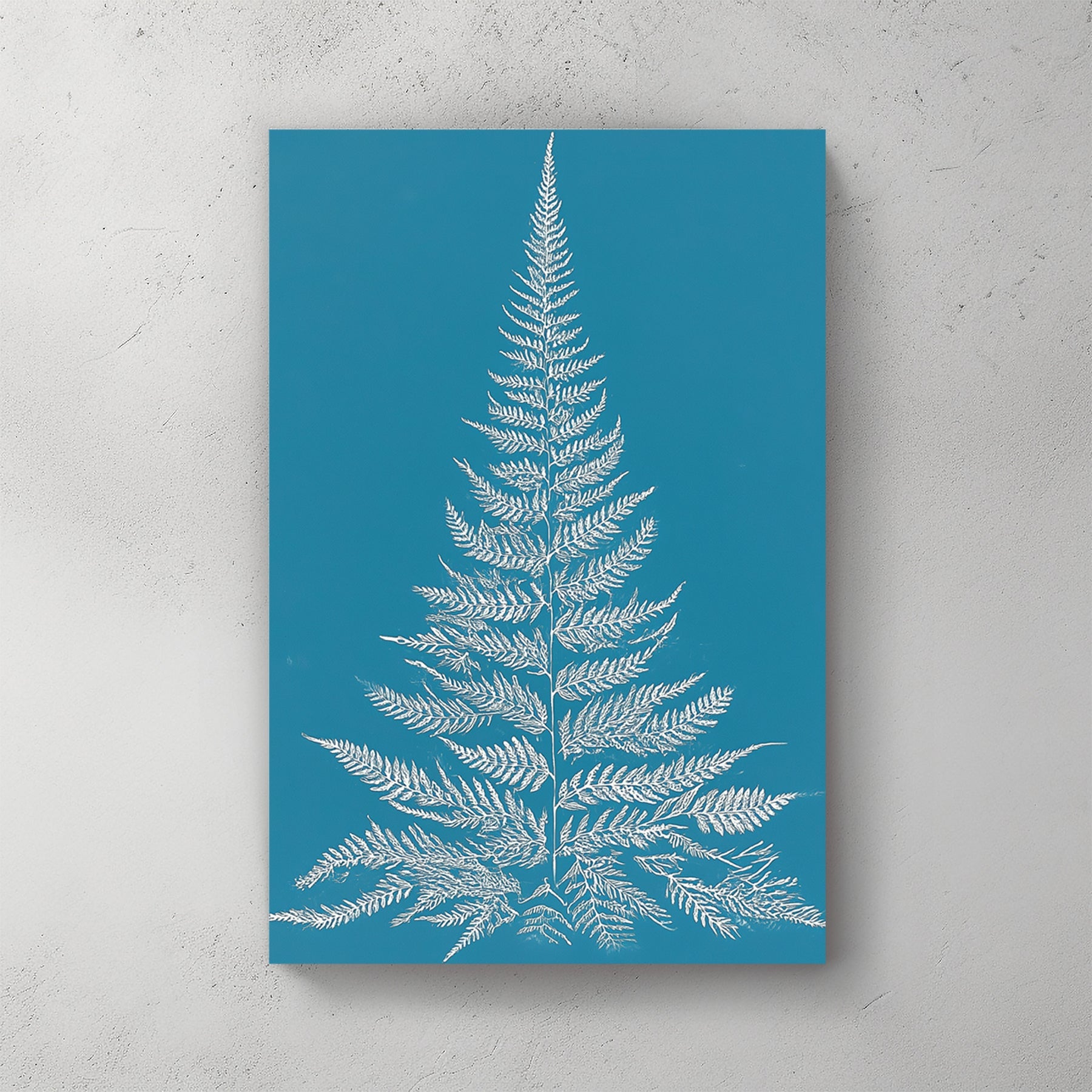 minimalist botanical Christmas tree teal wall art print