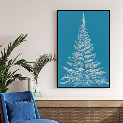 minimalist botanical Christmas tree teal wall art print