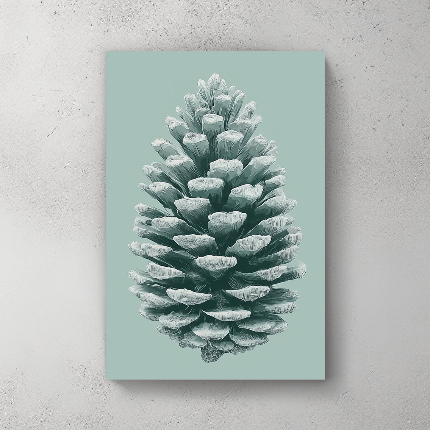 minimalist frosted pinecone winter wall art print