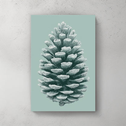 minimalist frosted pinecone winter wall art print