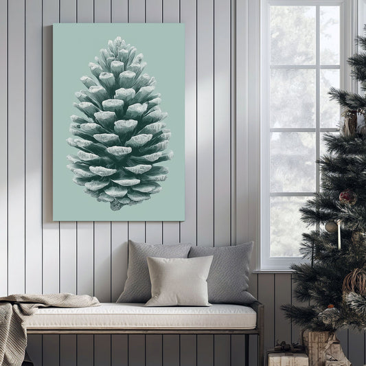 minimalist frosted pinecone winter wall art print