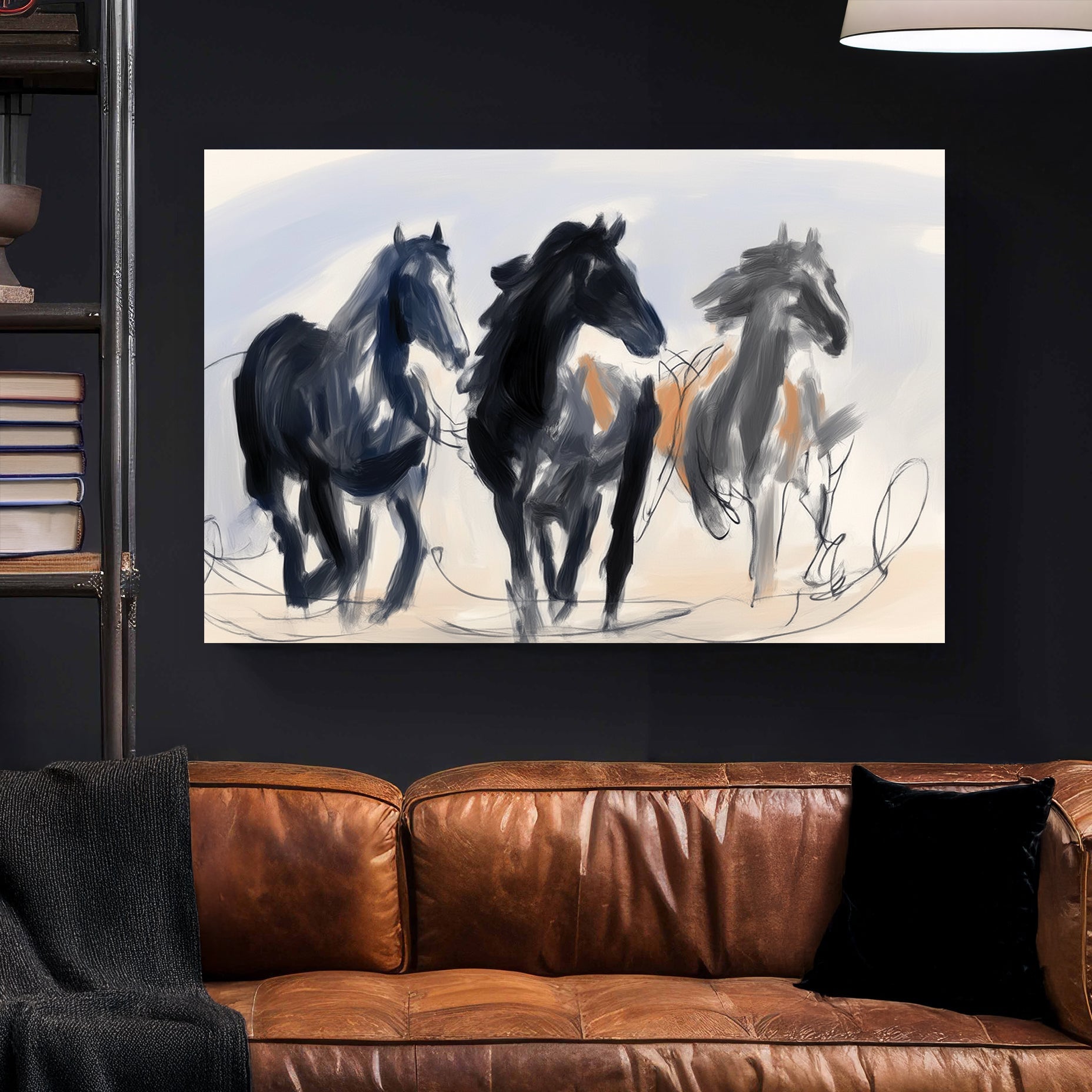 abstract horse running wall art illustration