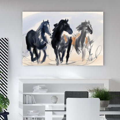 abstract horse running wall art illustration