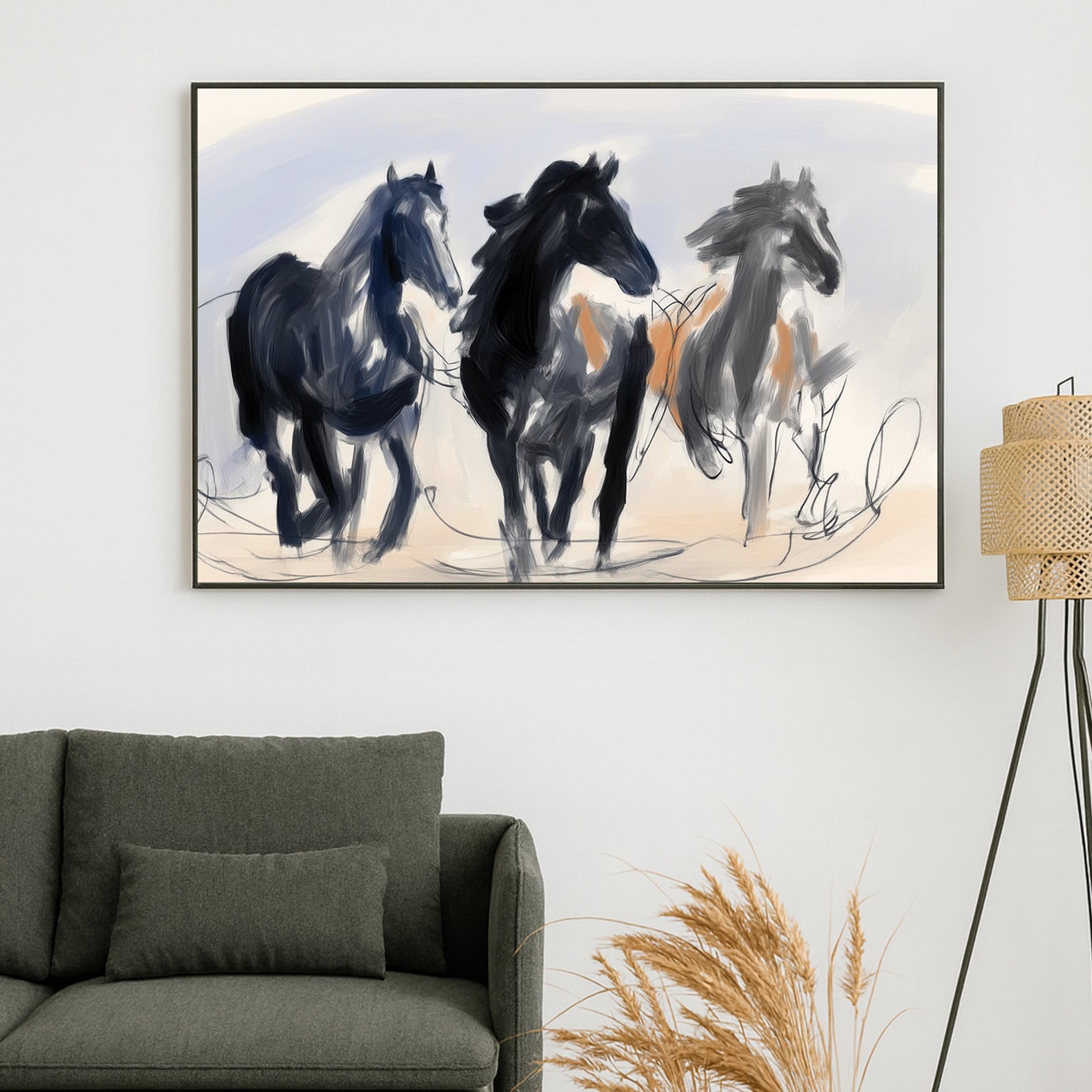abstract horse running wall art illustration