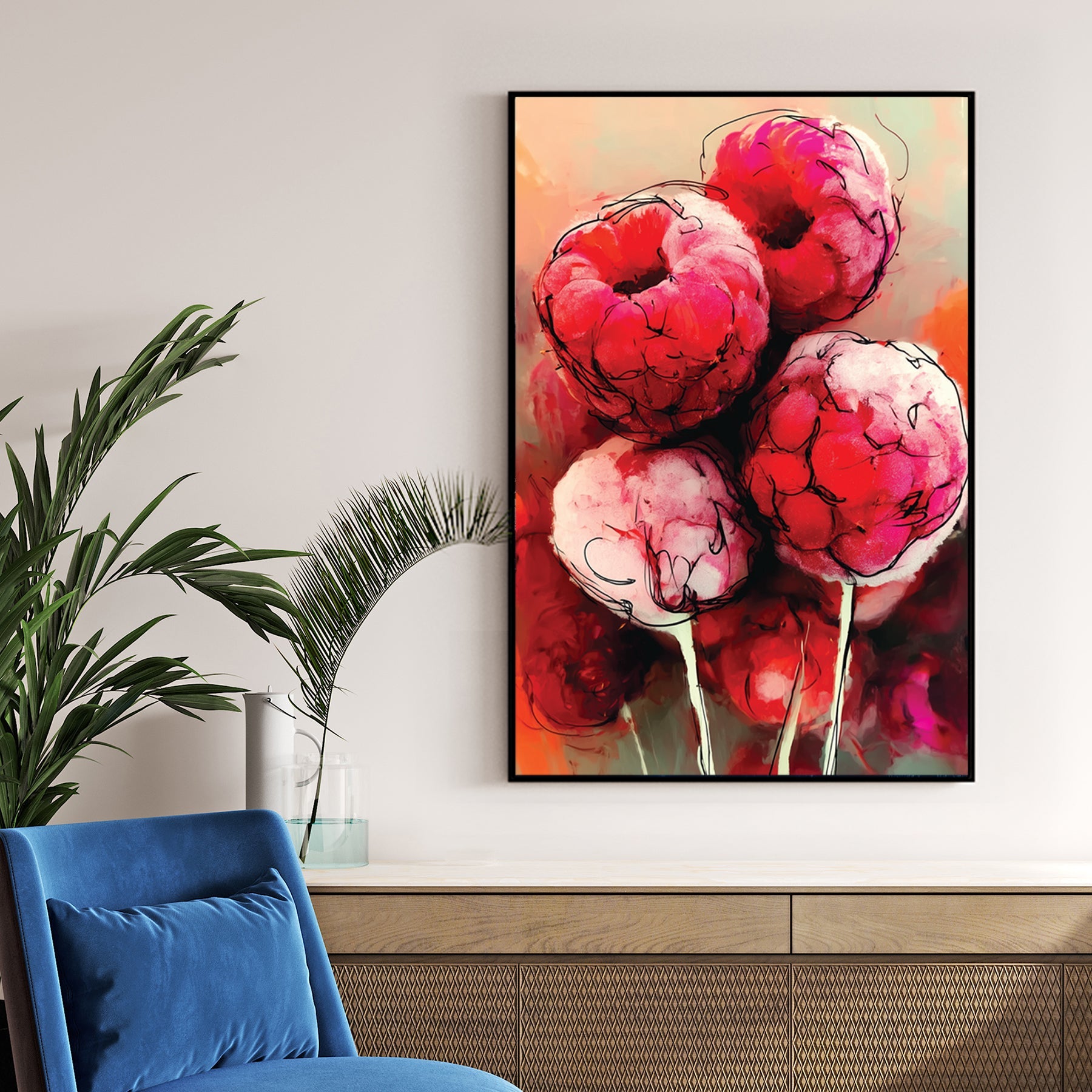 bold raspberry splash contemporary wall art print