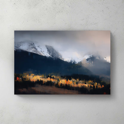 misty mountain landscape autumn wall art print