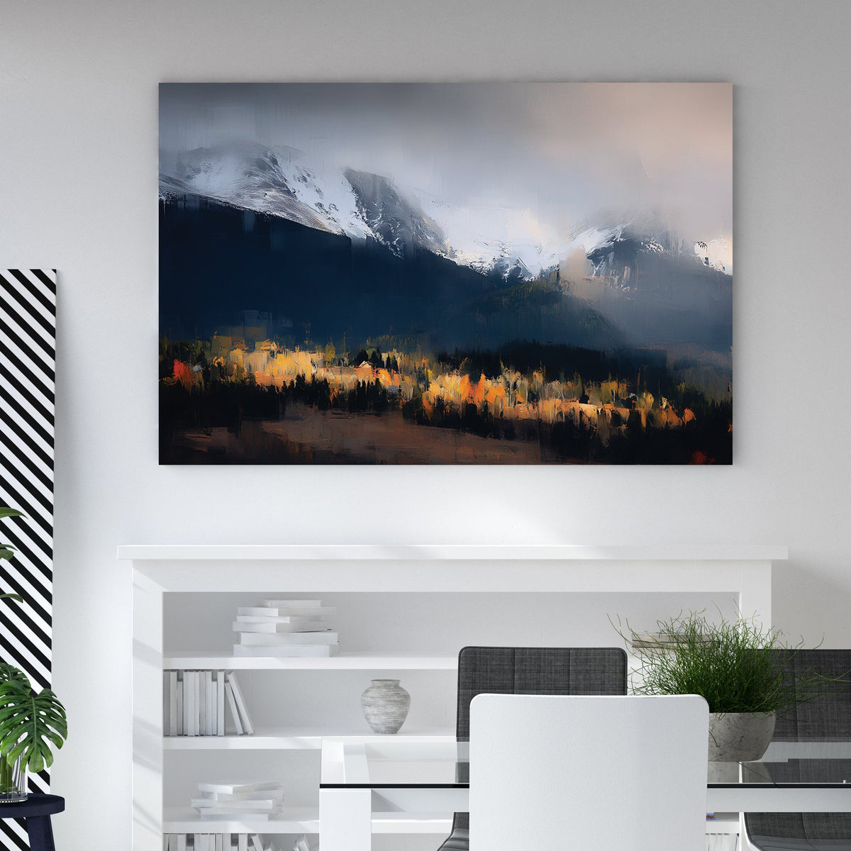 misty mountain landscape autumn wall art print