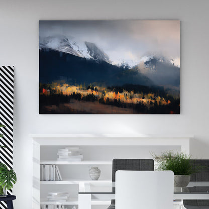 misty mountain landscape autumn wall art print