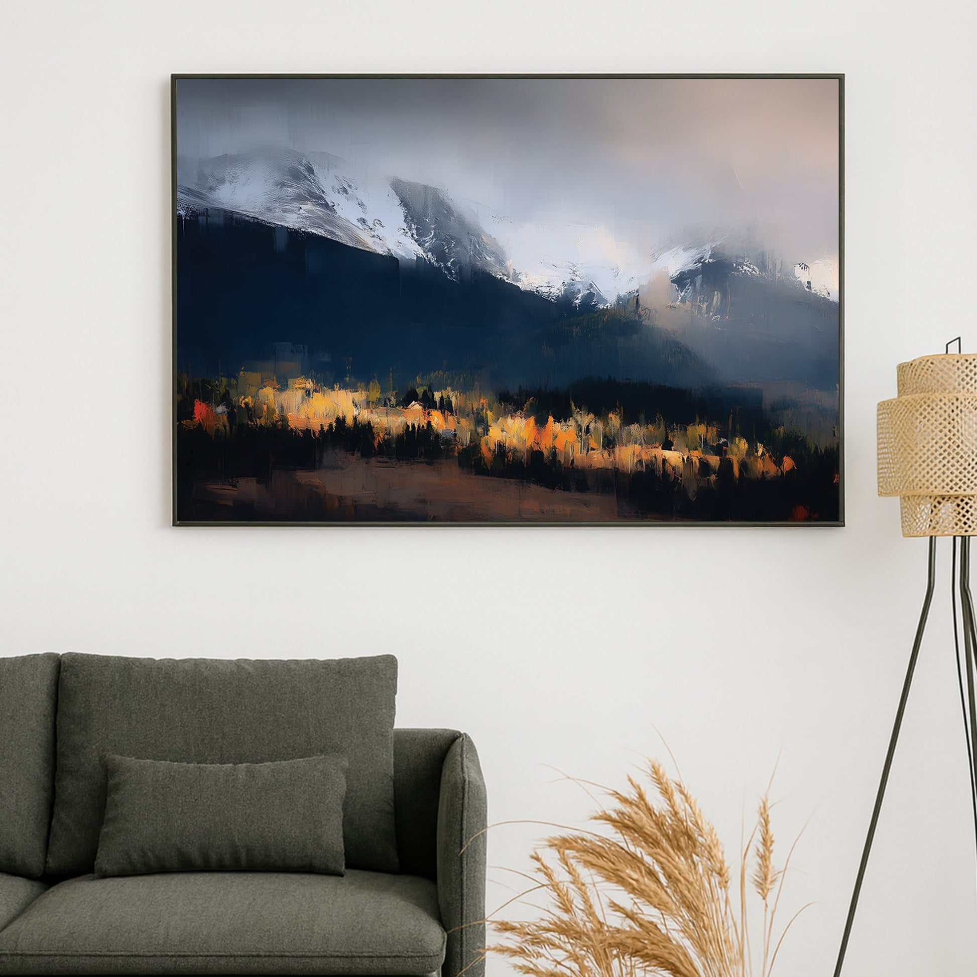 misty mountain landscape autumn wall art print