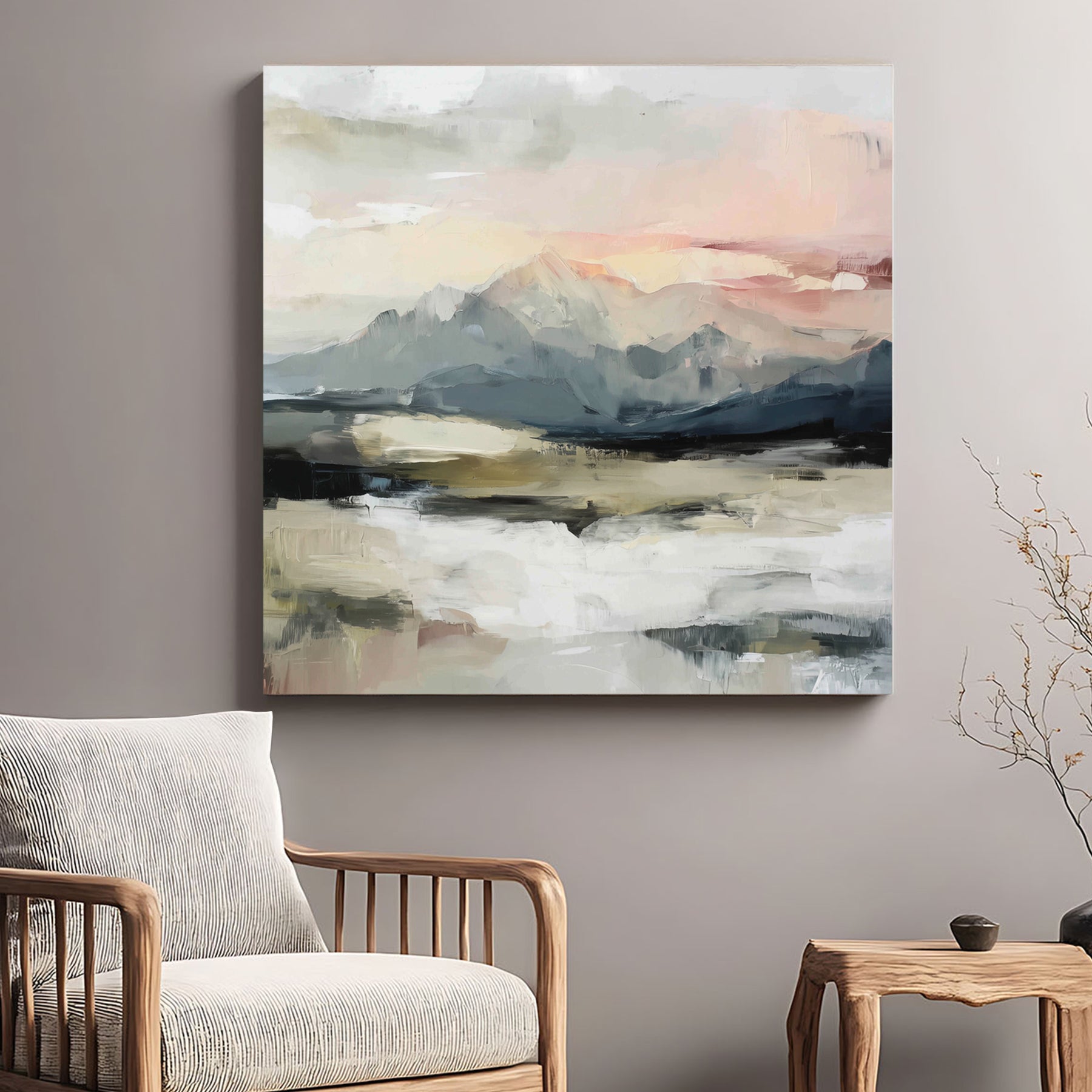 serene abstract mountain landscape wall art print
