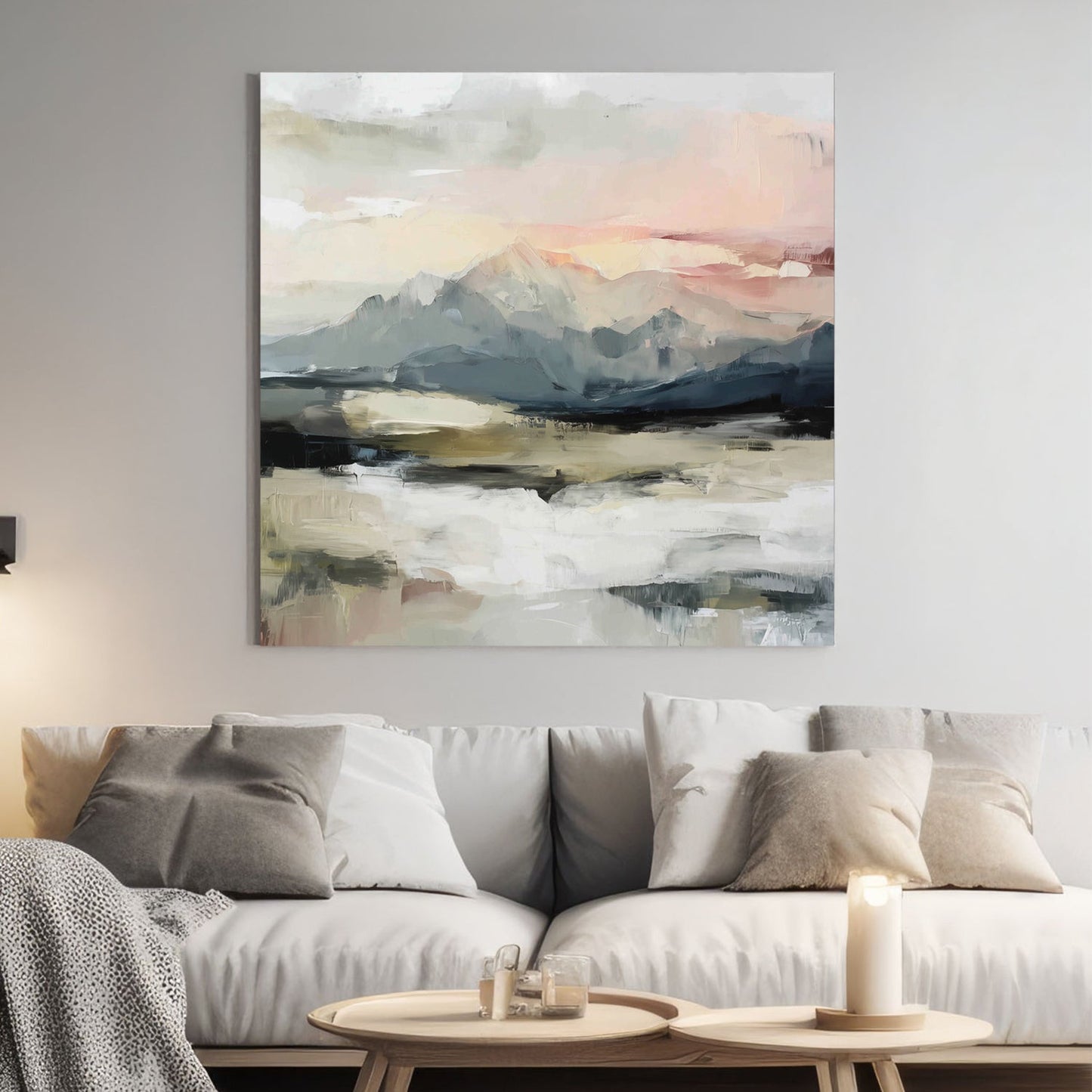 serene abstract mountain landscape wall art print