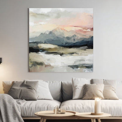 serene abstract mountain landscape wall art print