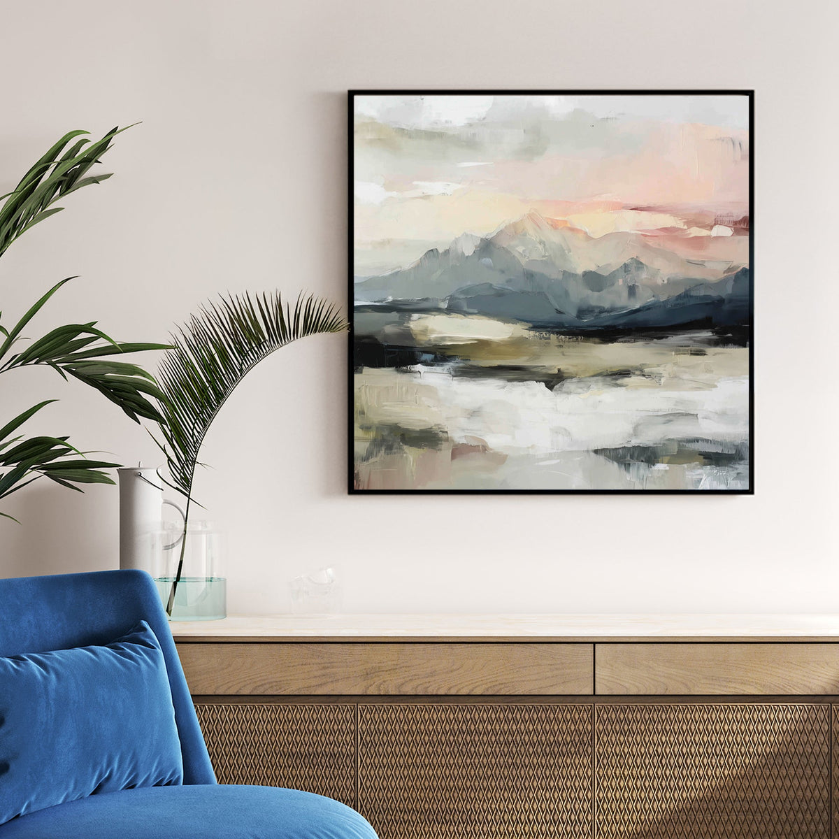 serene abstract mountain landscape wall art print