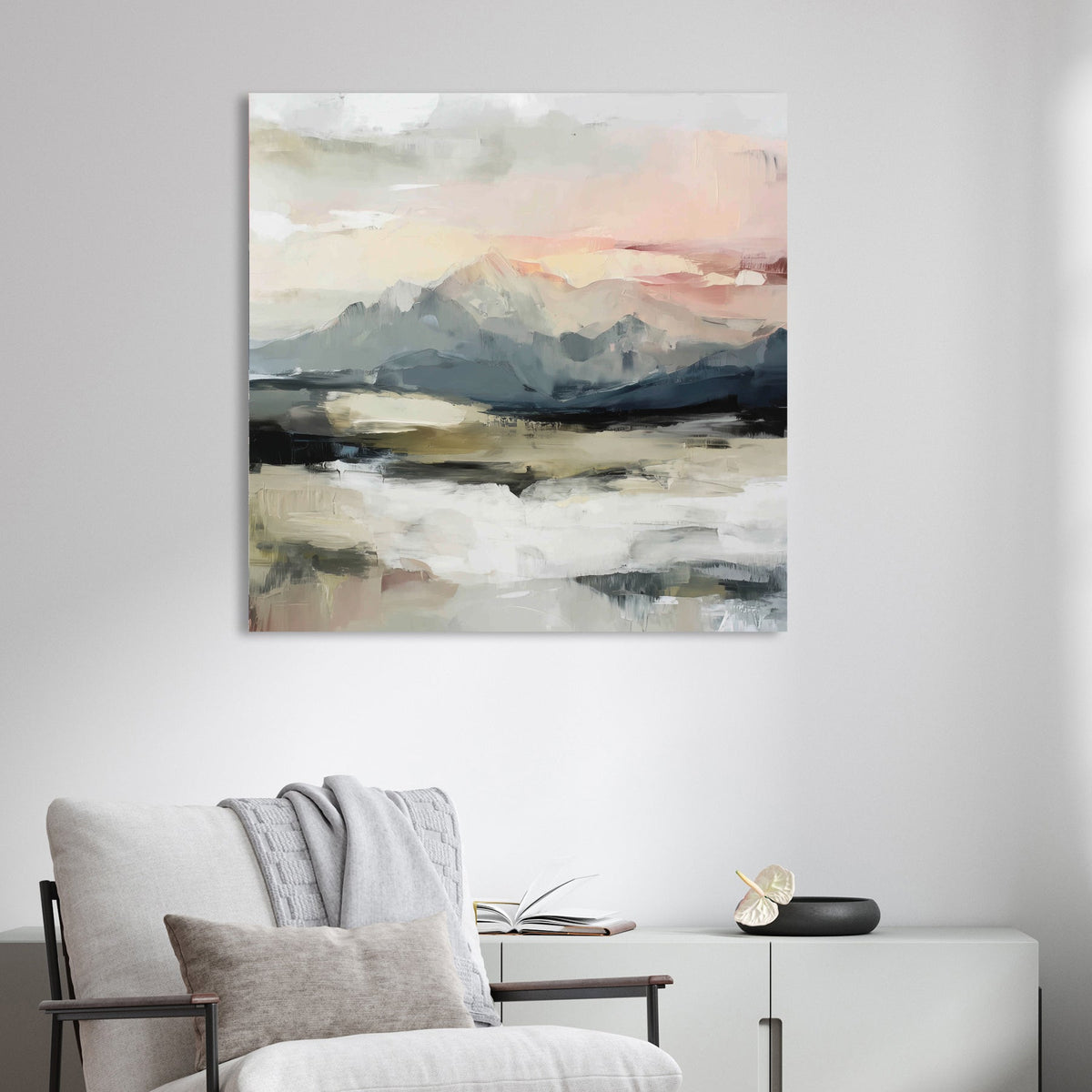 serene abstract mountain landscape wall art print