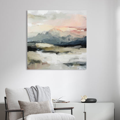 serene abstract mountain landscape wall art print