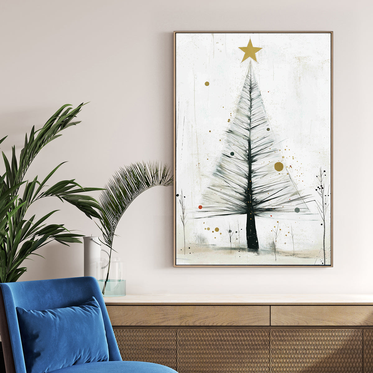 minimalist Christmas tree holiday wall art print