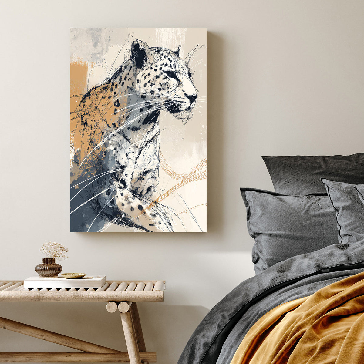 abstract leopard wildlife wall art print