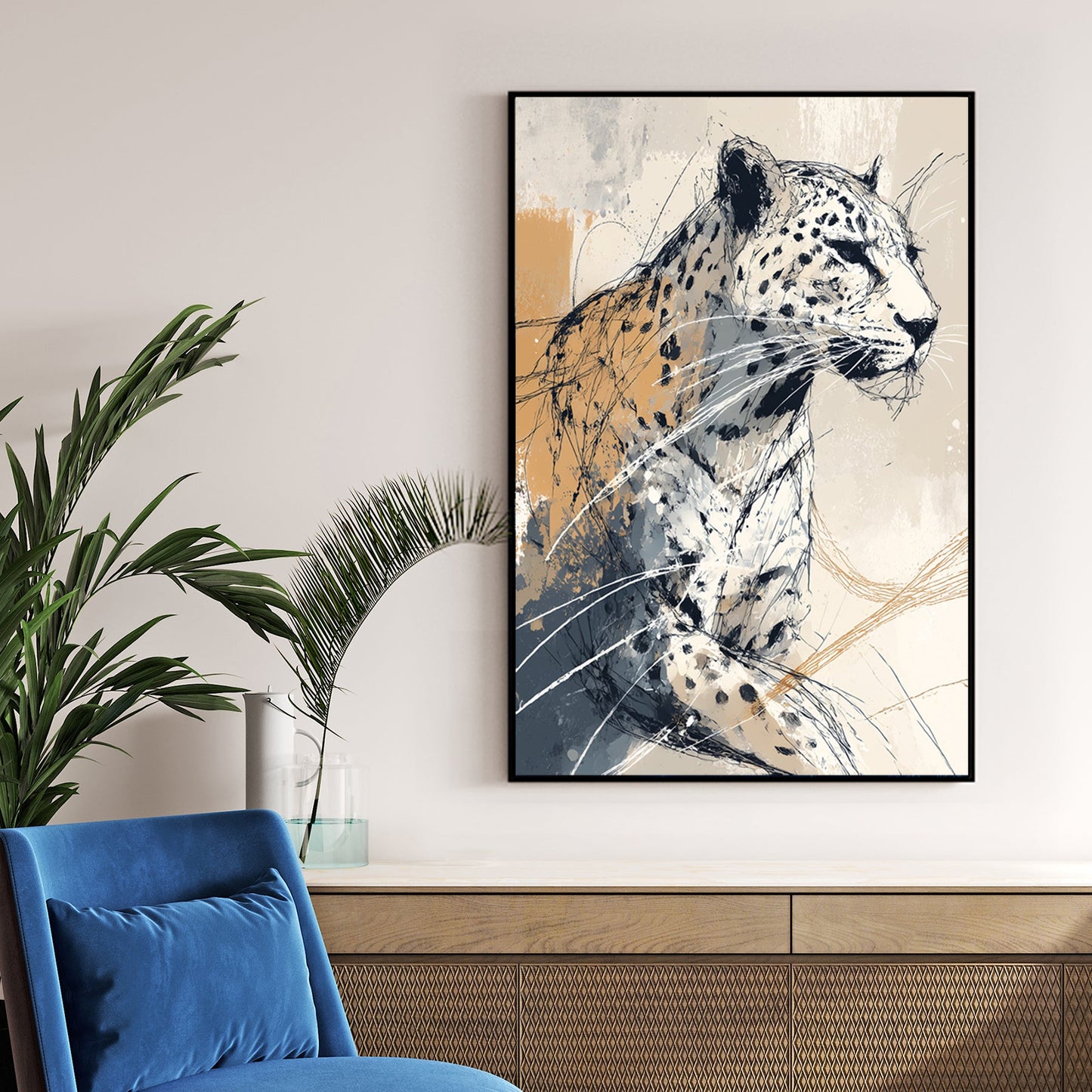 abstract leopard wildlife wall art print
