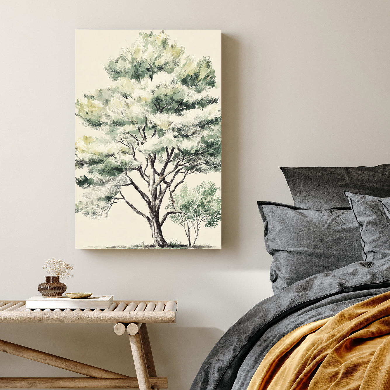 serene pine tree nature wall art print