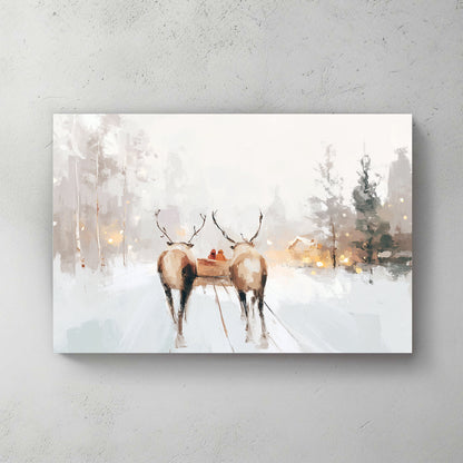 winter sleigh ride Christmas wall art print