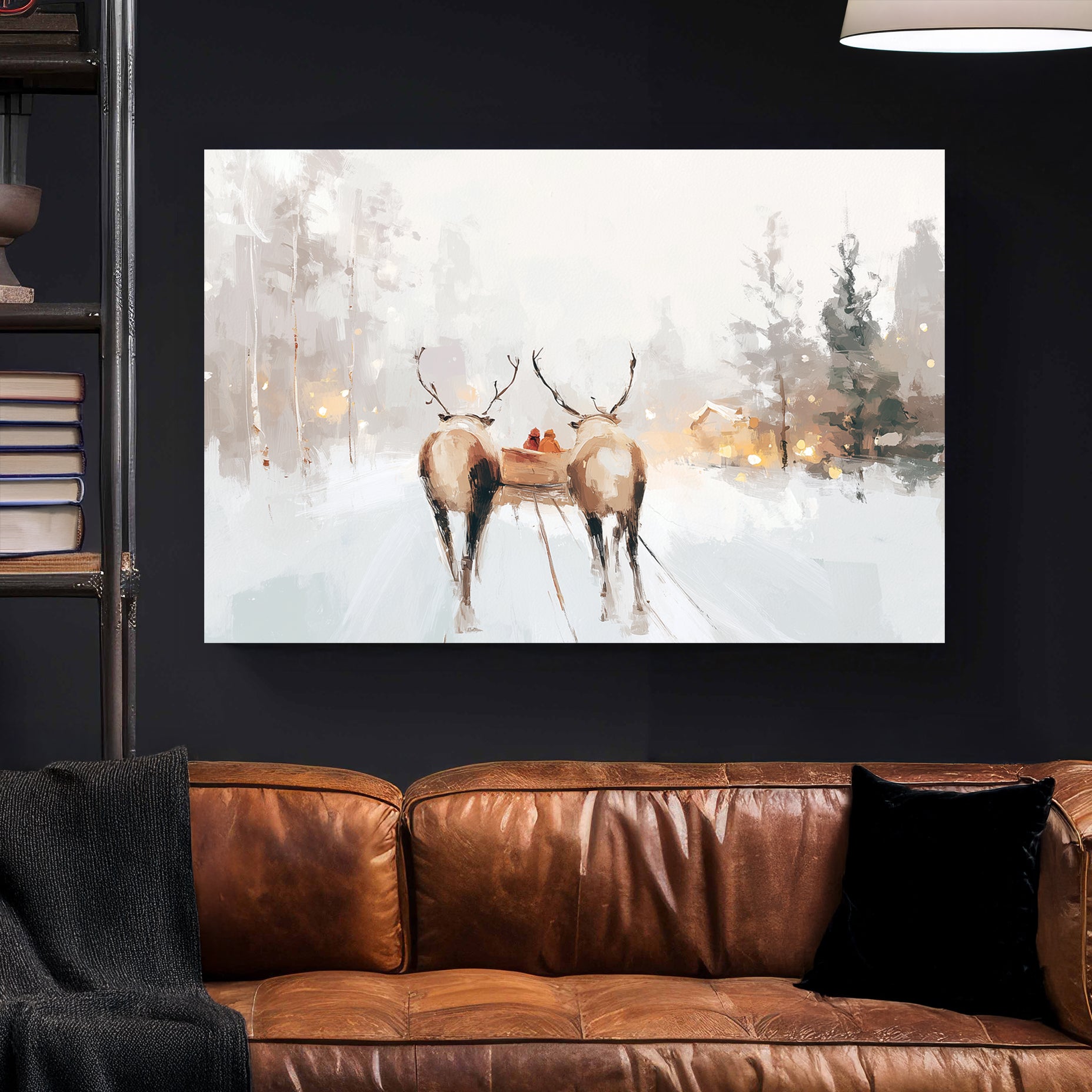 winter sleigh ride Christmas wall art print