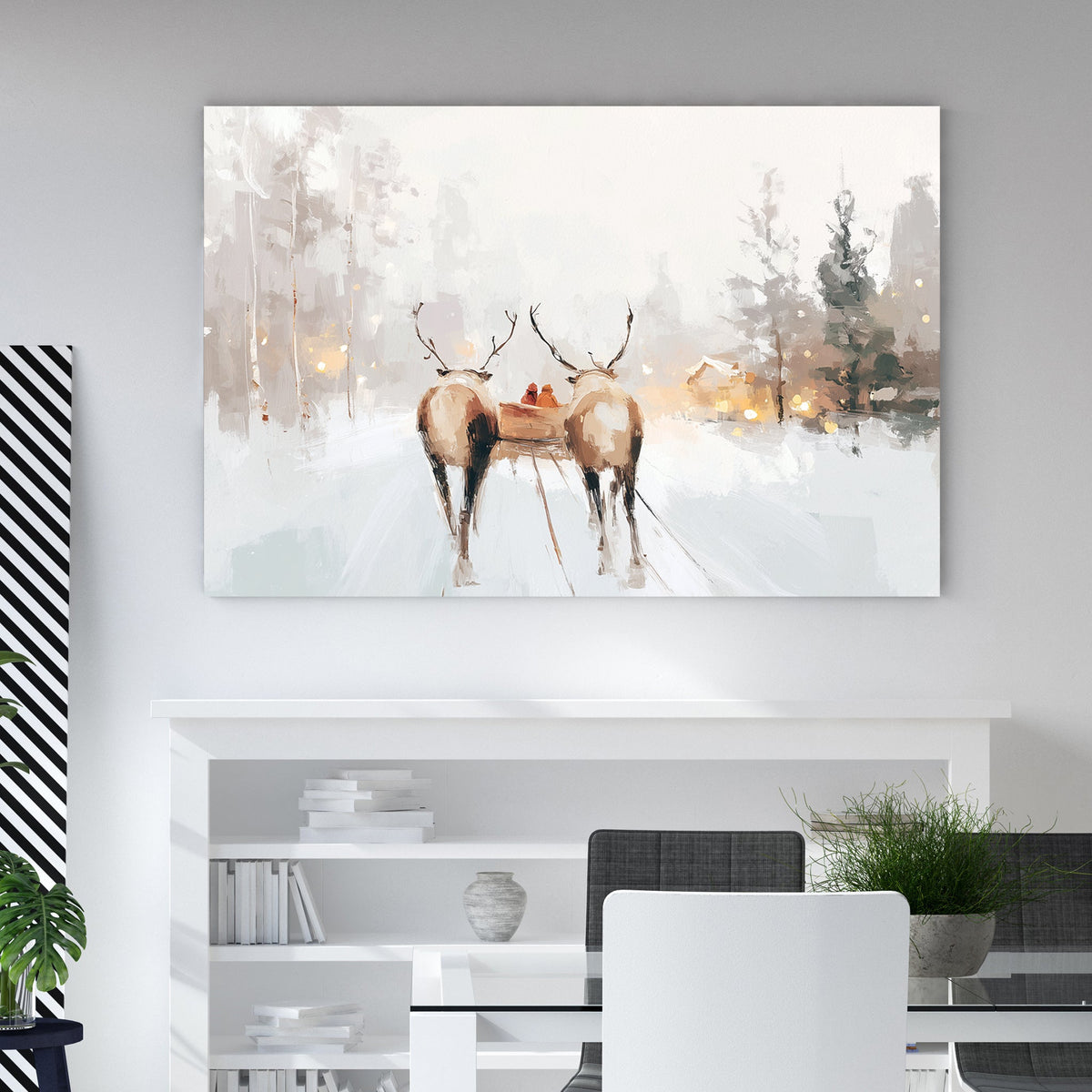 winter sleigh ride Christmas wall art print