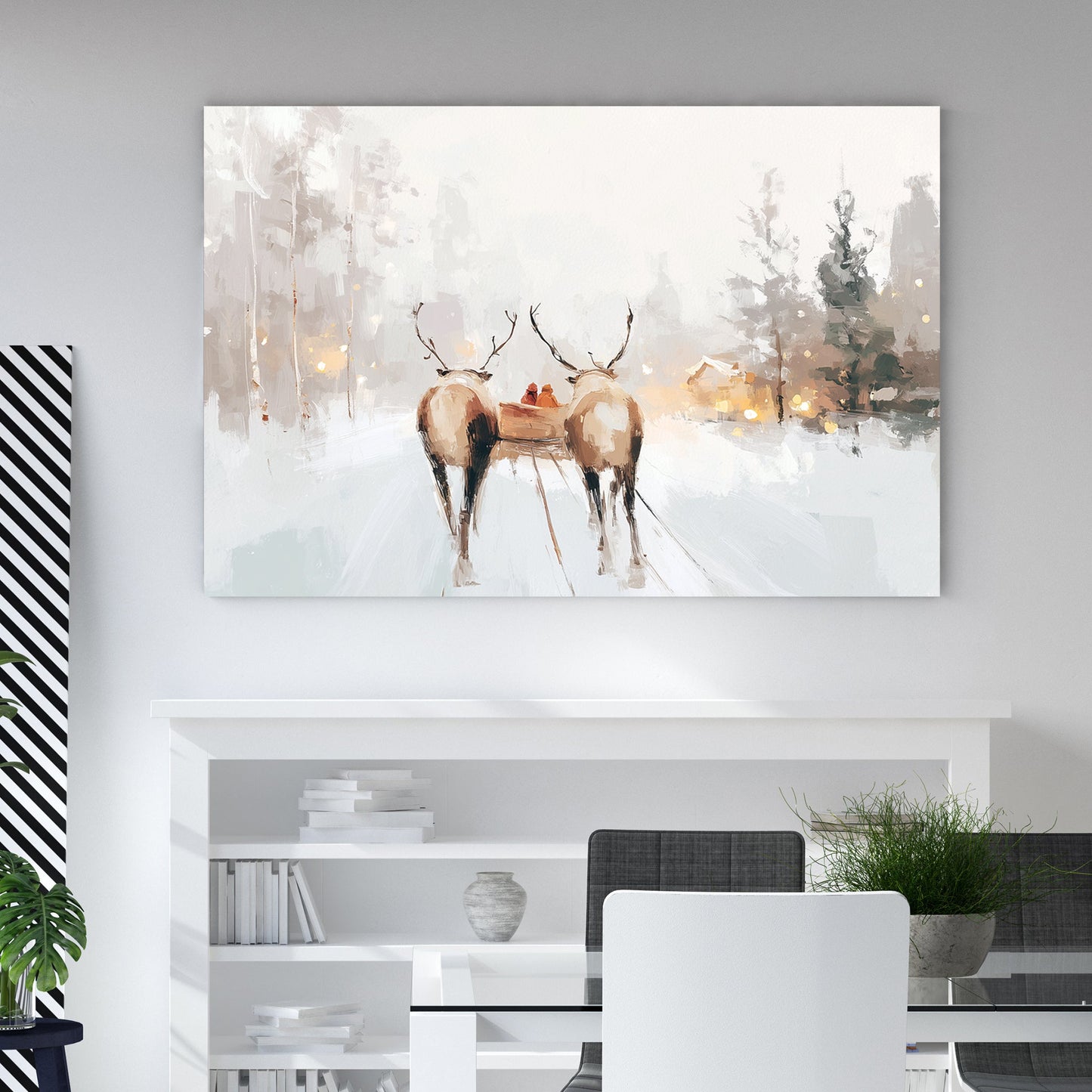 winter sleigh ride Christmas wall art print