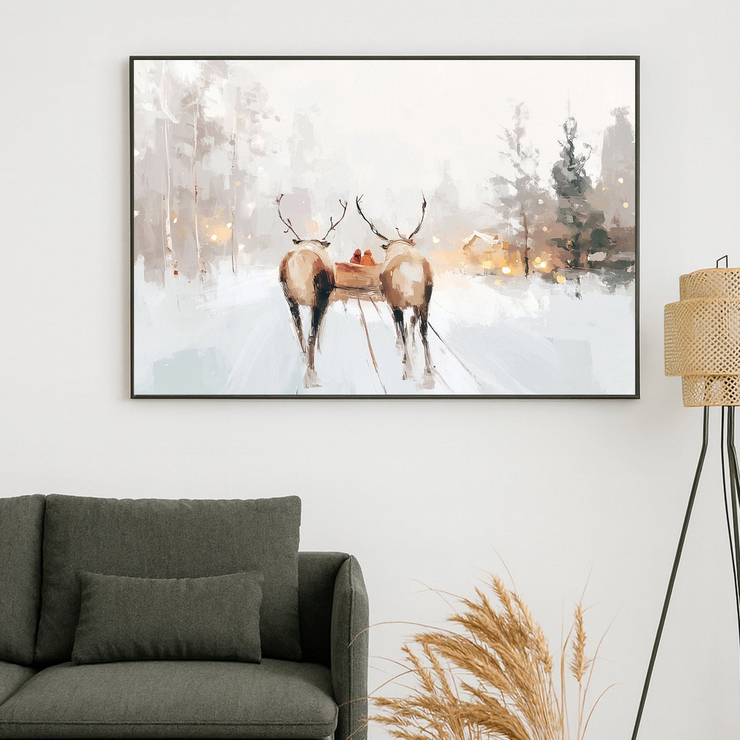 winter sleigh ride Christmas wall art print