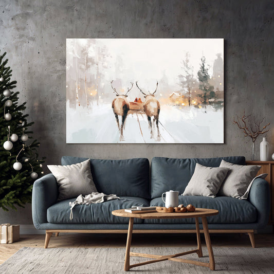 winter sleigh ride Christmas wall art print