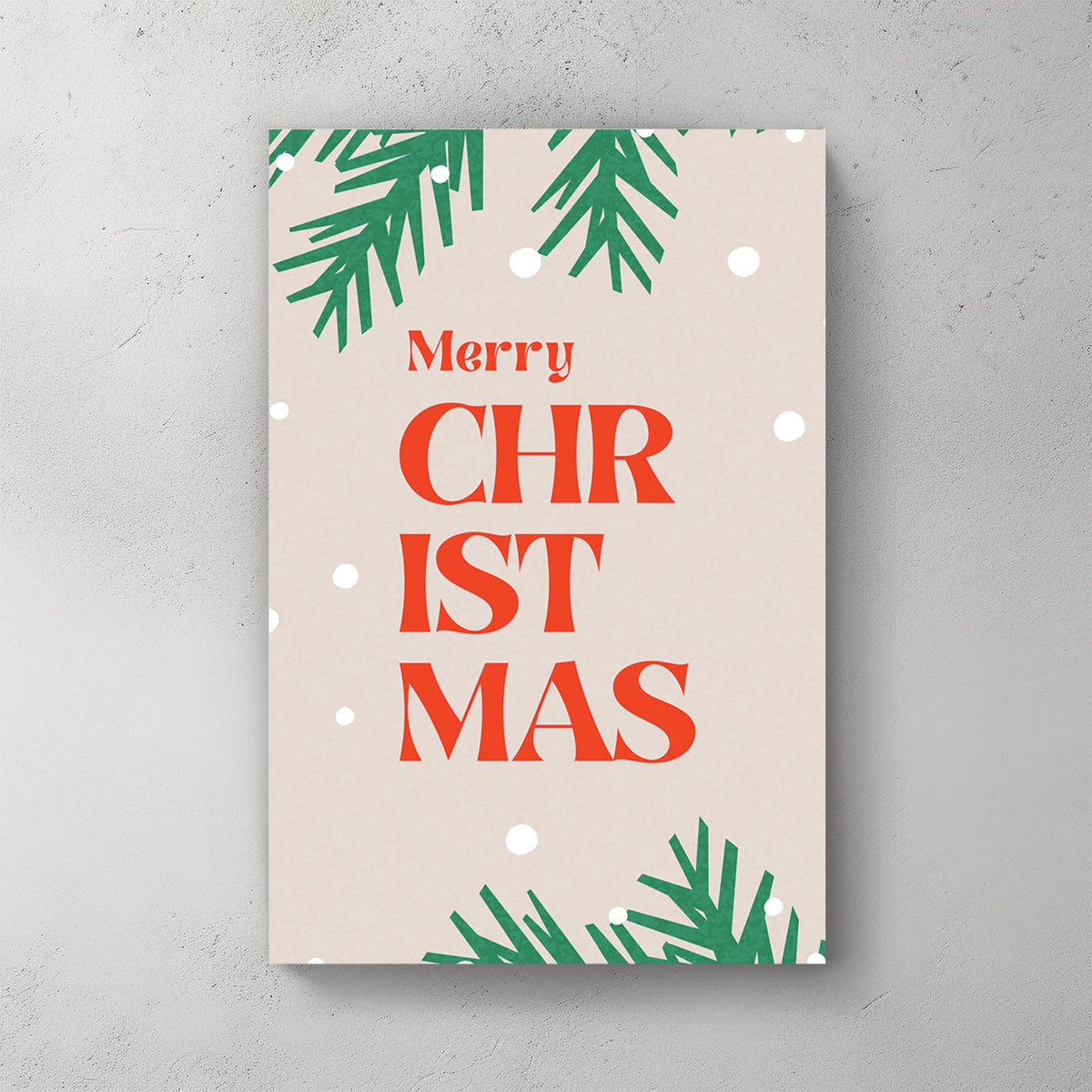 retro merry christmas typography holiday wall art print