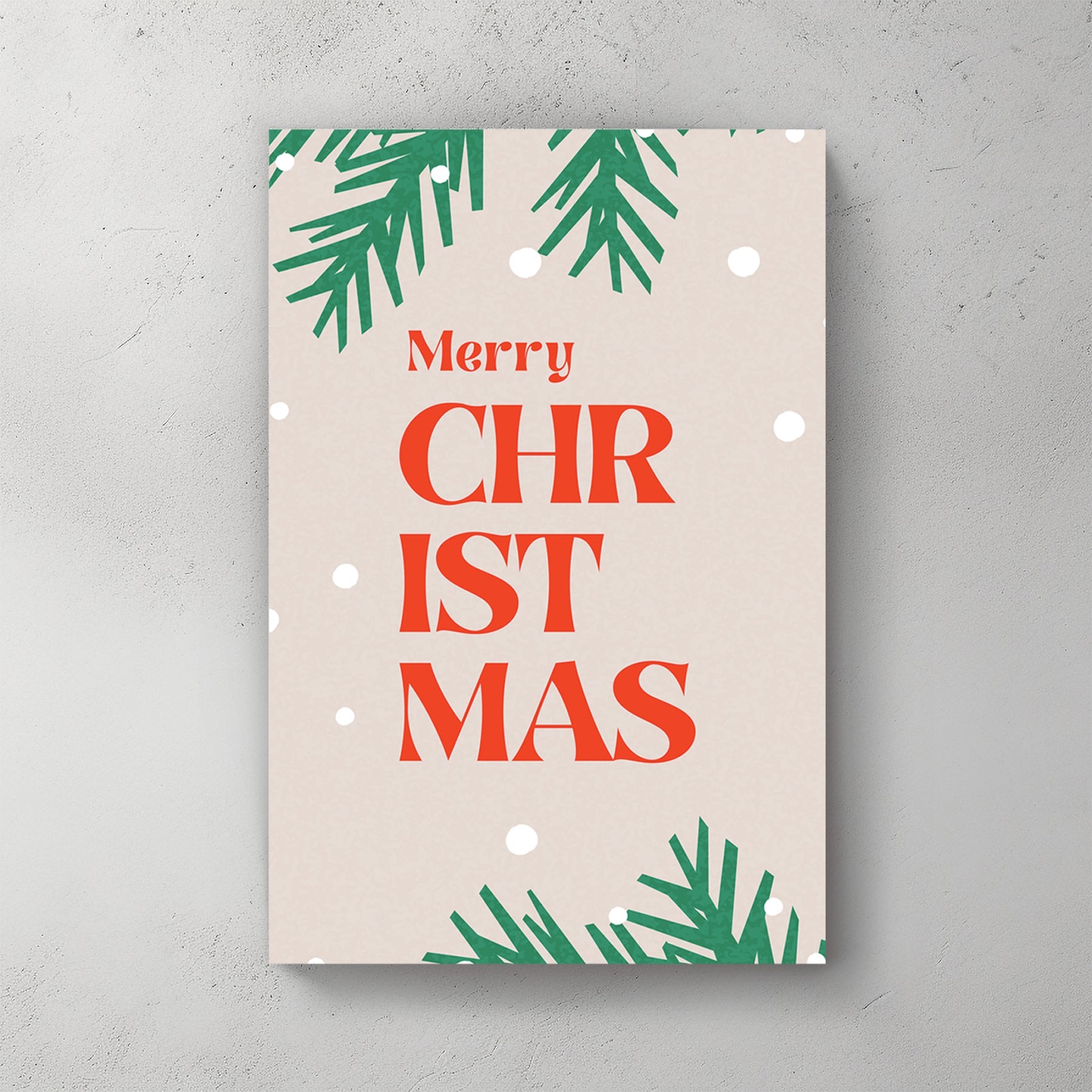 retro merry christmas typography holiday wall art print