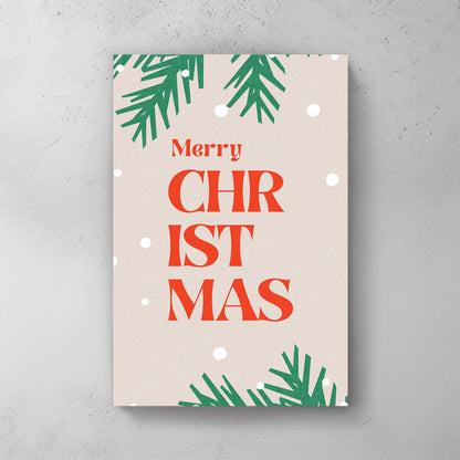 retro merry christmas typography holiday wall art print
