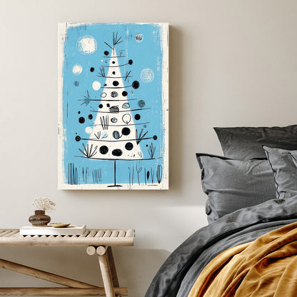 mid-century modern Christmas tree wall art print