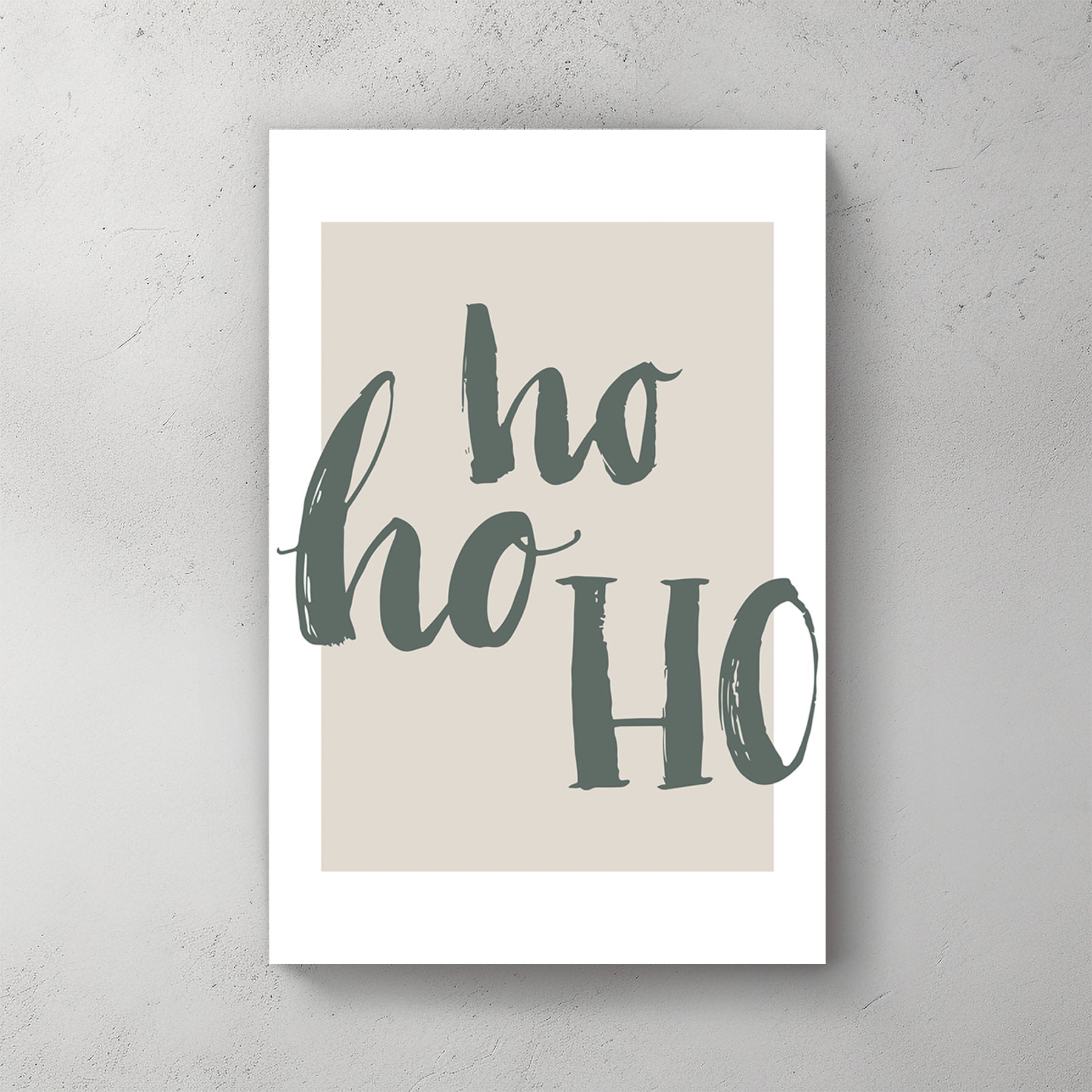 minimalist ho ho ho Christmas typography wall art print